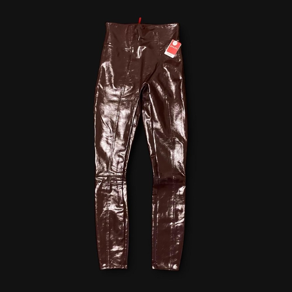 Spanx NWT faux patent leather leggings Ruby M Tall Oxblood High Rise $109 Retail
